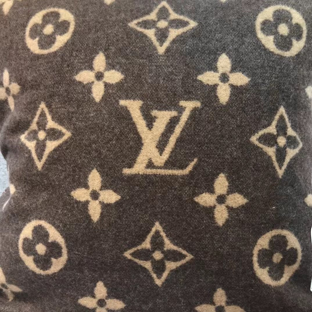 CUSTOM LV WOOL LETTERS THROW PILLOW