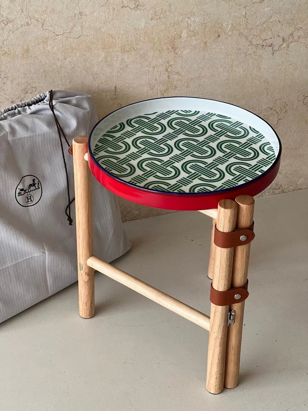 CUSTOM HERMES SIDE TABLE
