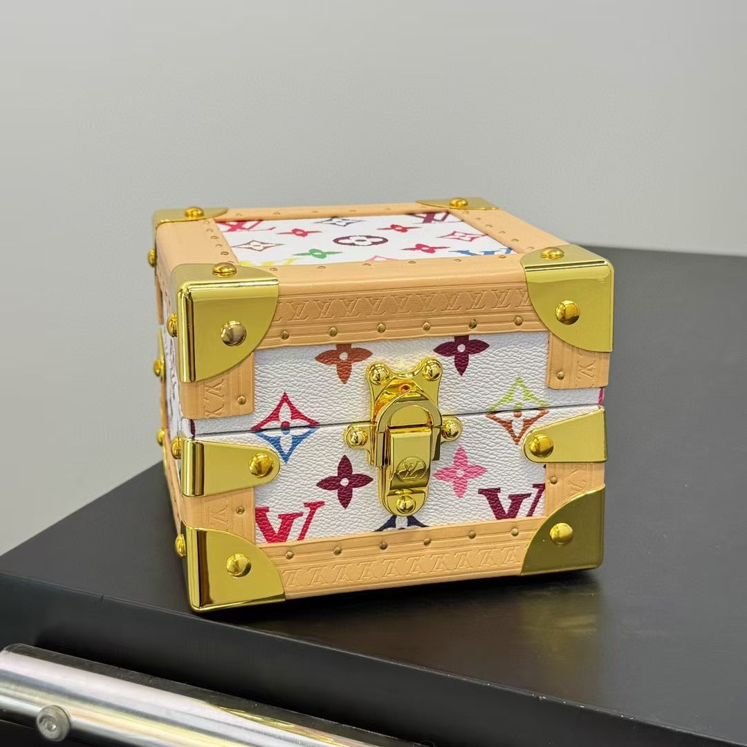 CUSTOM LV PYRAMID MONOGRAM TRUNK SET MURAKAMI WHITE