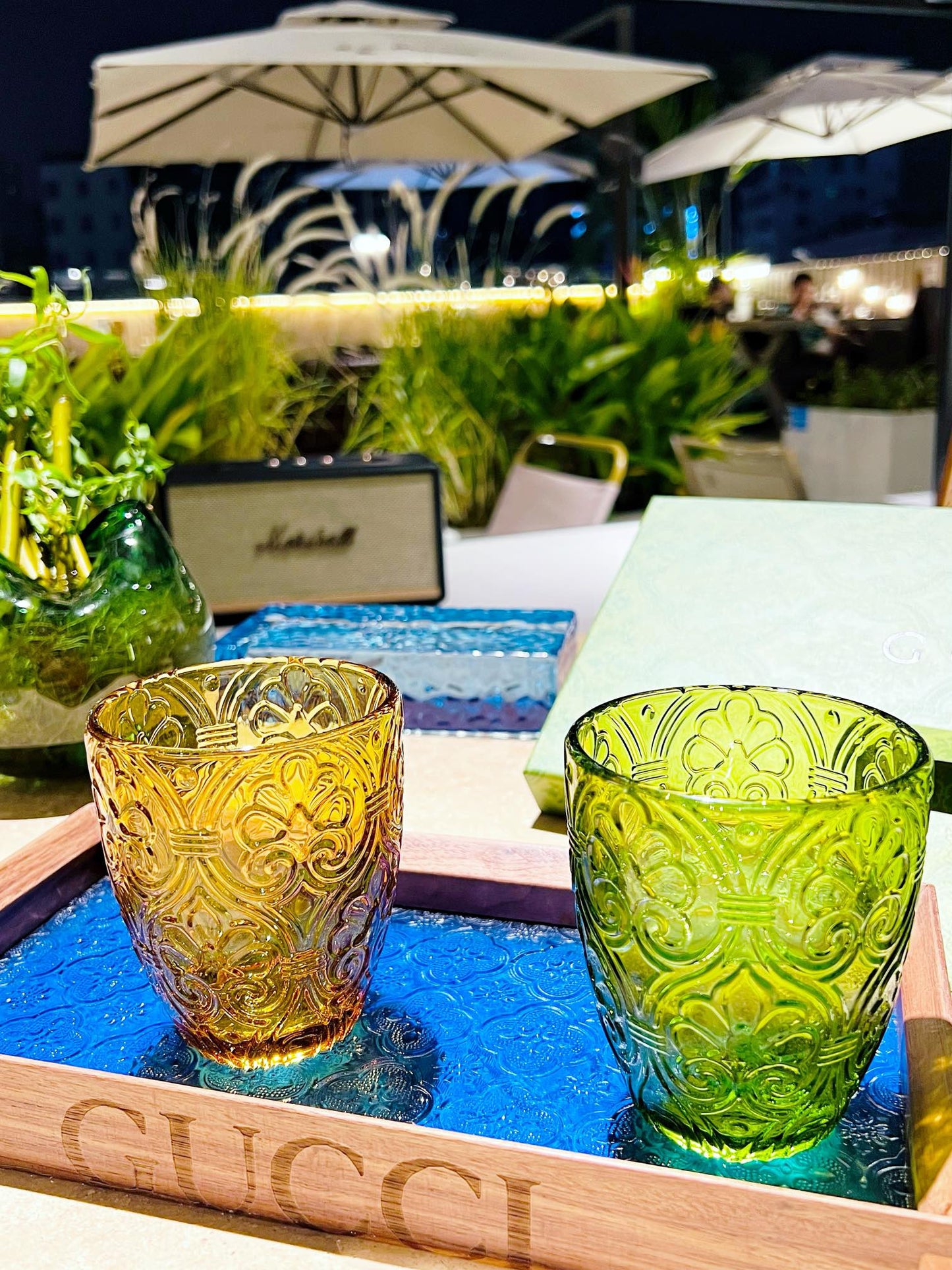 GUCCI GLASS AND TRAY SET