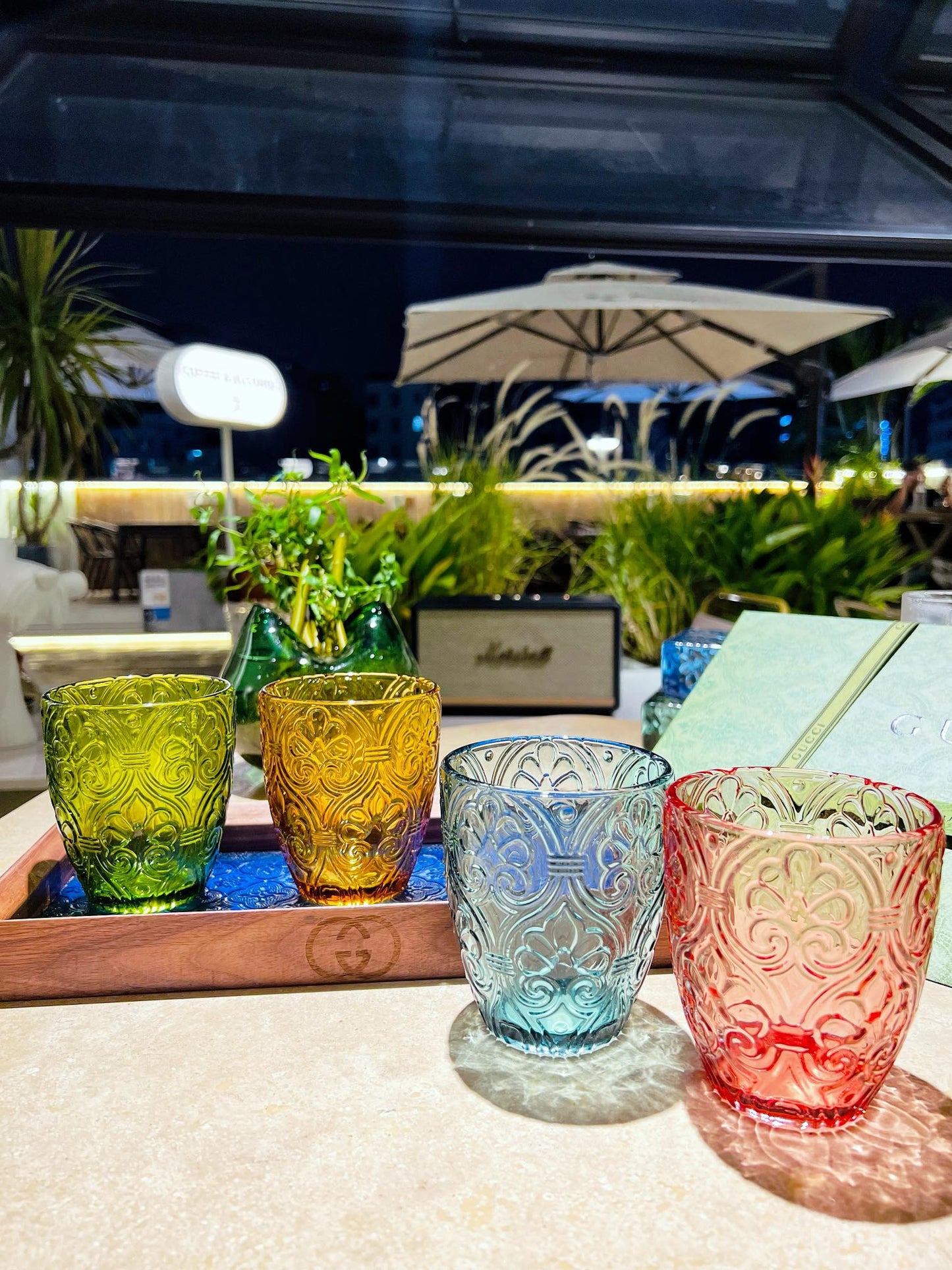 GUCCI GLASS AND TRAY SET