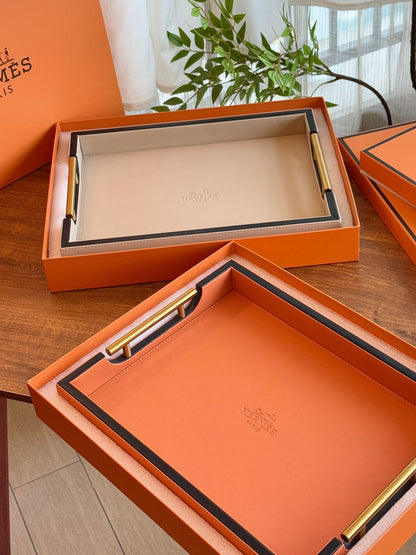 HERMES LEATHER SERVING TRAY