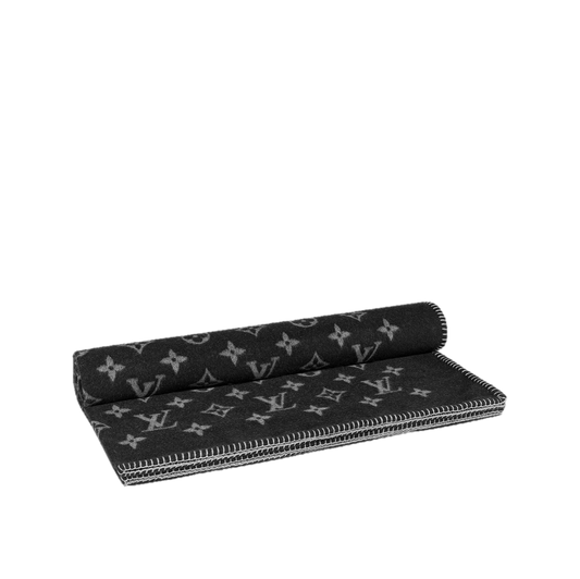 CUSTOM LV BLACK THROW BLANKET