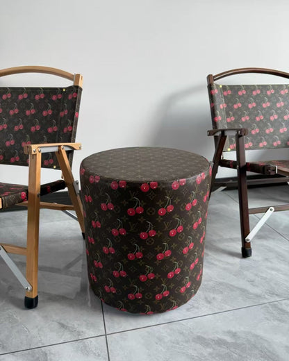 CUSTOM LV CHERRY OTTOMAN STOOL