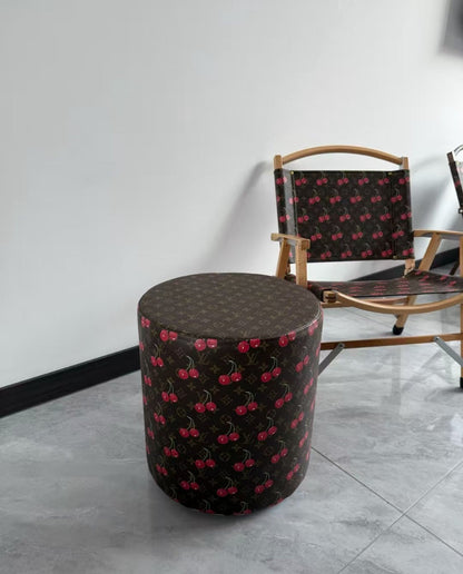 CUSTOM LV CHERRY OTTOMAN STOOL