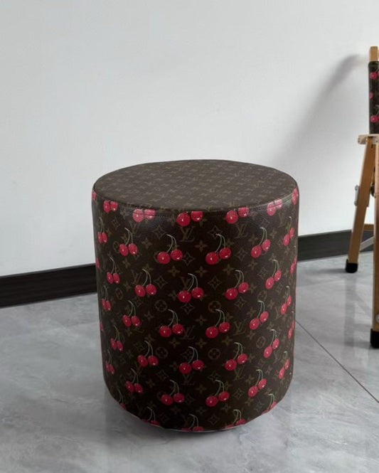 CUSTOM LV CHERRY OTTOMAN STOOL