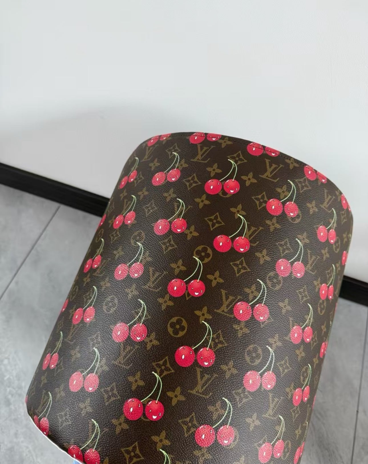 CUSTOM LV CHERRY OTTOMAN STOOL