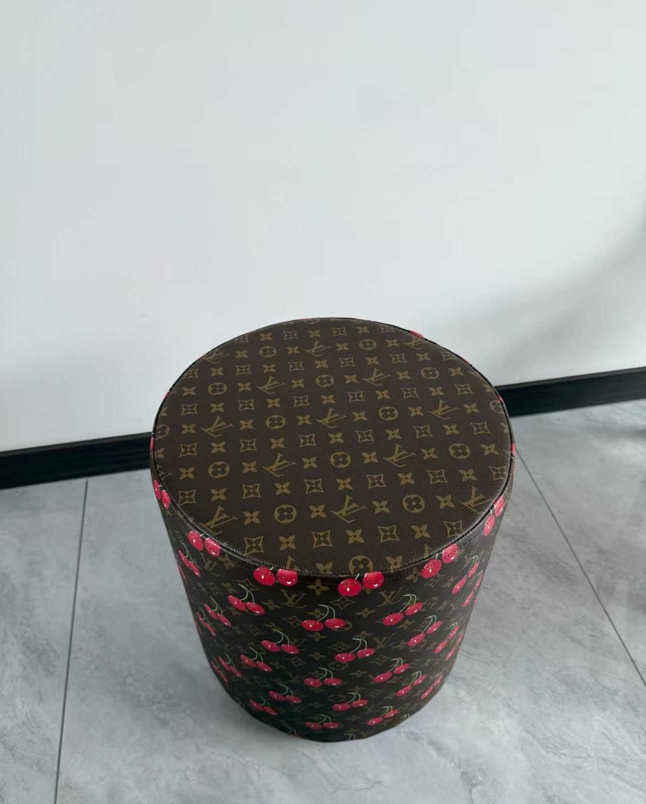 CUSTOM LV CHERRY OTTOMAN STOOL