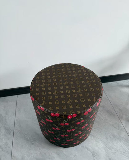 CUSTOM LV CHERRY OTTOMAN STOOL