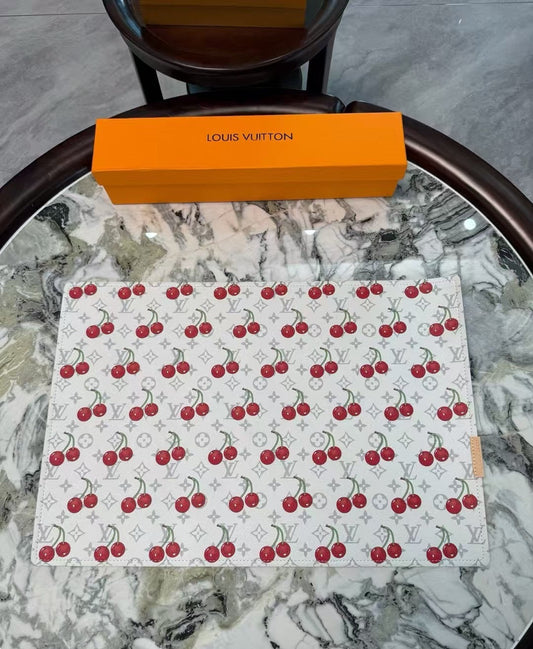 LV CHERRY EATING PLACEMAT (WHITE)