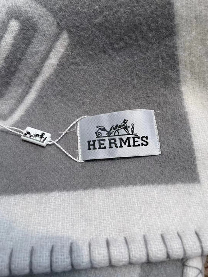 HERMES WOOL TATERSALE THROW BLANKET
