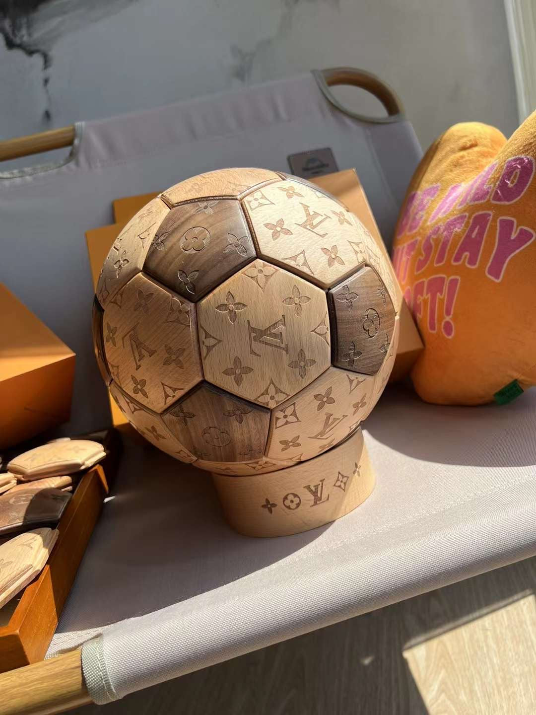 CUSTOM LV SOCCER BALL DISPLAY