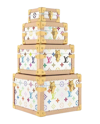 CUSTOM LV PYRAMID MONOGRAM TRUNK SET MURAKAMI WHITE