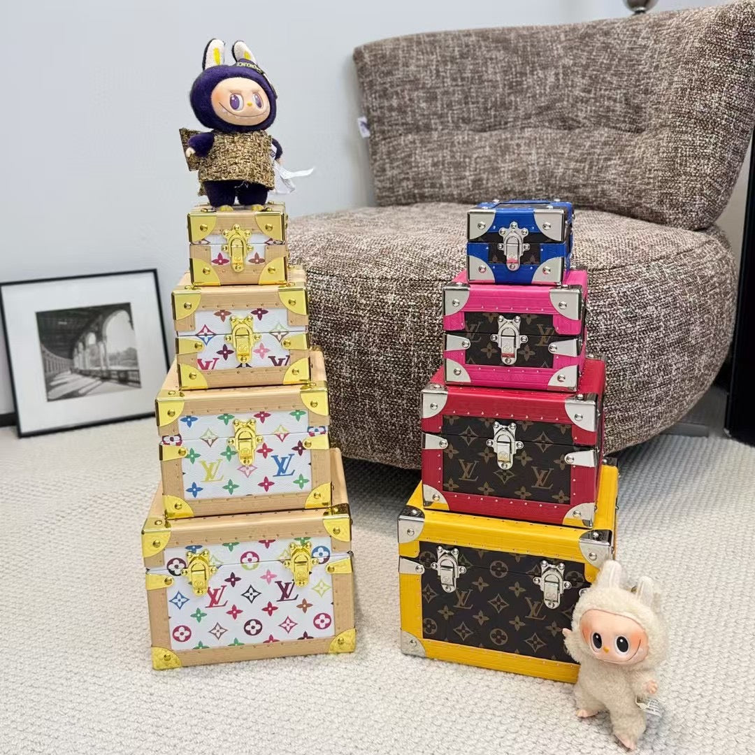 CUSTOM LV PYRAMID MONOGRAM TRUNK SET MULTI COLOUR