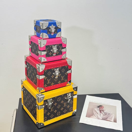 CUSTOM LV PYRAMID MONOGRAM TRUNK SET MULTI COLOUR