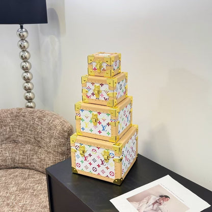 CUSTOM LV PYRAMID MONOGRAM TRUNK SET MURAKAMI WHITE