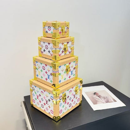 CUSTOM LV PYRAMID MONOGRAM TRUNK SET MURAKAMI WHITE