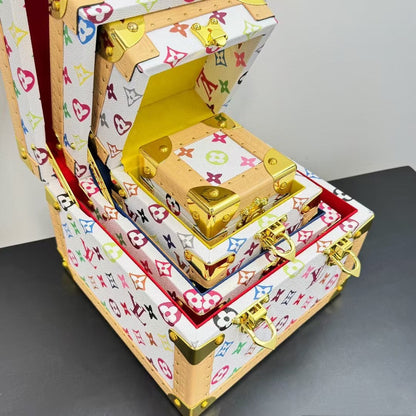 CUSTOM LV PYRAMID MONOGRAM TRUNK SET MURAKAMI WHITE