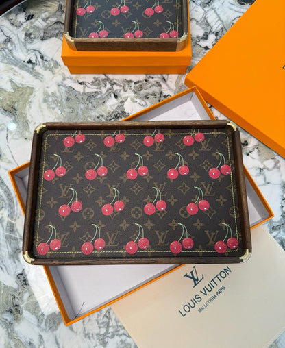LV RECTANGLE SERVING TRAY (CHERRY)