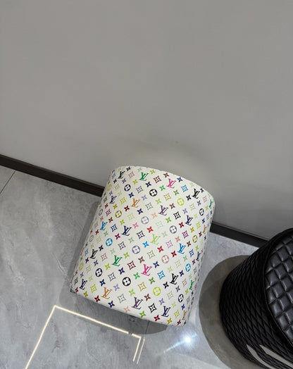 CUSTOM LV MULTICOLOUR OTTOMAN STOOL (WHITE)