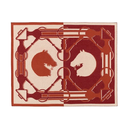 HERMES WOOL TATERSALE THROW BLANKET