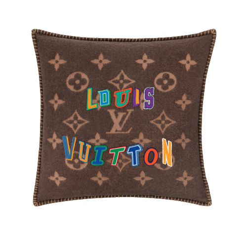 CUSTOM LV WOOL LETTERS THROW PILLOW
