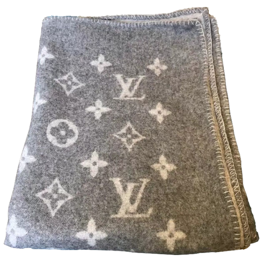 CUSTOM LV GREY THROW BLANKET