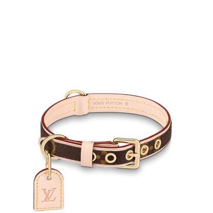 LV DOG COLLAR AND LEASH (BROWN)