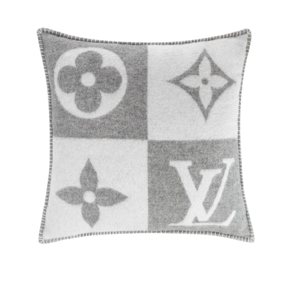 CUSTOM LV WOOL CHECKMATE THROW PILLOW
