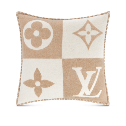 CUSTOM LV WOOL CHECKMATE THROW PILLOW