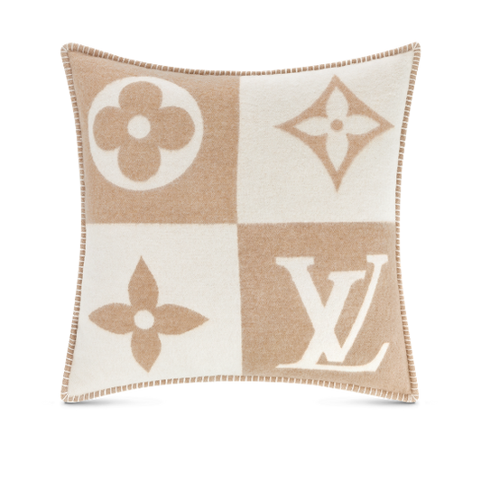 CUSTOM LV WOOL CHECKMATE THROW PILLOW